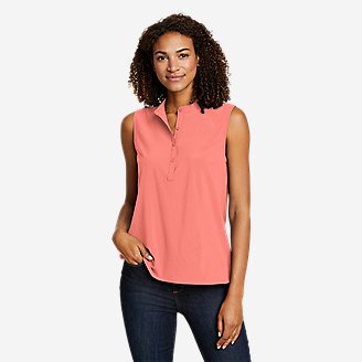 Women's Departure Sleeveless 1/2-Placket Shirt in Red