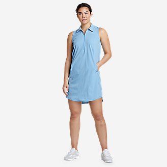 Women's Departure Sleeveless Half-Zip Dress in Blue