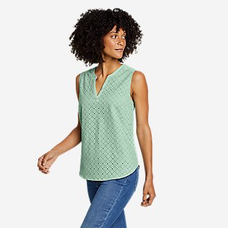Women's On The Go Eyelet Tank Top in Green