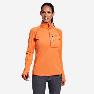 Women's High Route Grid Fleece 1/4-Zip in Orange
