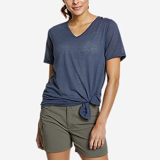 Women's Day Hiker Burnout Asymmetrical T-Shirt in Blue