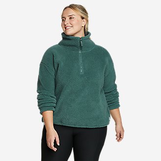Women's We Wander Faux Shearling Fleece 1/4-Zip - Solid in Green
