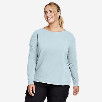 Women's Tempo Light Long-Sleeve Boat-Neck T-Shirt in Blue