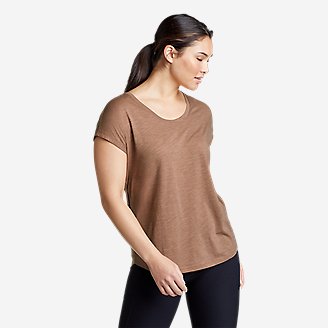Women's Gate Check Twist-Back T-Shirt in Brown
