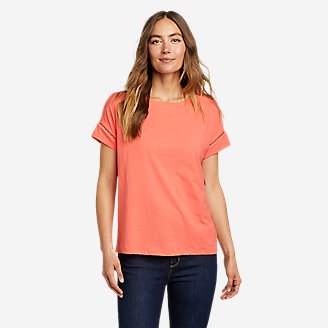 Women's Myriad Short-Sleeve Boat-Neck T-Shirt in Red
