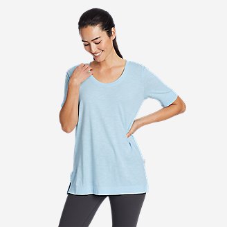 Women's Gate Check Elbow-Sleeve T-Shirt in Blue