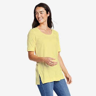 Women's Gate Check Elbow-Sleeve T-Shirt in Yellow