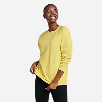 Women's Mineral Wash Terry Crew Sweatshirt in Yellow