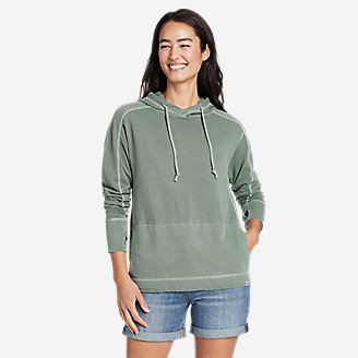 Women's Mineral Wash Terry Hoodie in Green