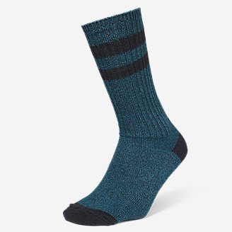 Men's Cotton-Blend Ragg Crew Socks in Blue