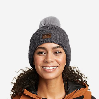 Women's Cable-Knit Beanie in Gray