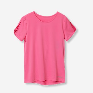 Girls' Trail Pleated-Back Short-Sleeve Shirt in Pink