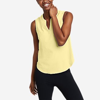 Women's Escapelite Sleeveless Split-Neck Shirt in Yellow