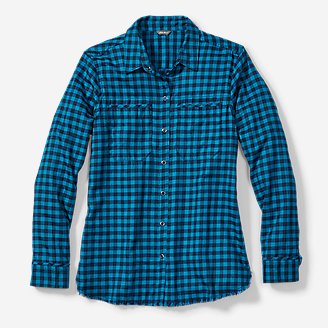 Women's Flannel Two-Pocket Shirt in Blue