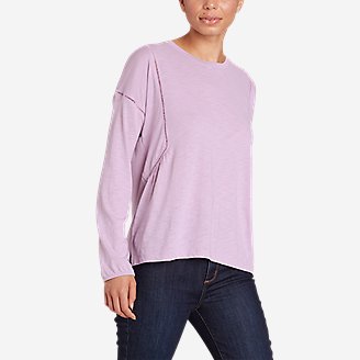 Women's Concourse Long-Sleeve Crochet T-Shirt in Purple