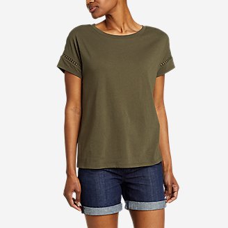 Women's Lila Eyelet Short-Sleeve T-Shirt in Green