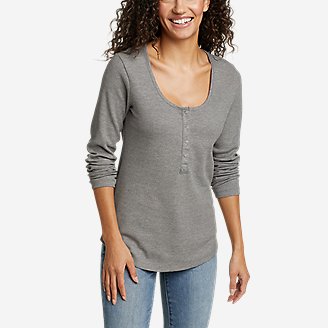 Women's Thermal Snap Henley in Gray
