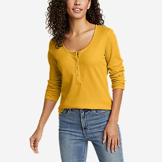 Women's Thermal Snap Henley in Yellow