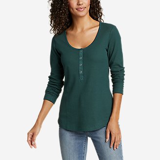 Women's Thermal Snap Henley in Green