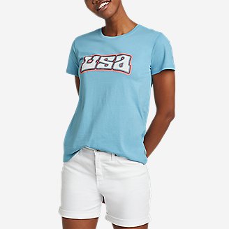 Women's Groovy USA Graphic T-Shirt in Blue