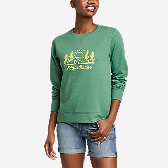 Women's Camp Fleece Crewneck Sweatshirt - Print in Green