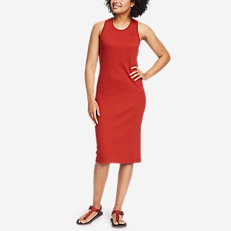 Women's Coast and Climb Rib-Knit Sleeveless Dress - Solid in Red