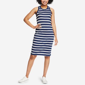 Women's Coast and Climb Rib-Knit Sleeveless Dress - Stripe in Blue