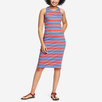 Women's Coast and Climb Rib-Knit Sleeveless Dress - Stripe in Blue
