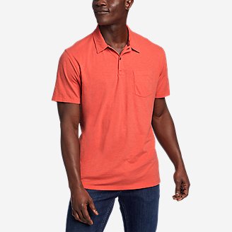 Men's Riverwash Short-Sleeve Slub Polo Shirt in Orange