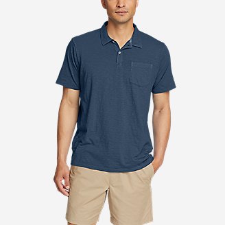 Men's Riverwash Short-Sleeve Slub Polo Shirt in Blue