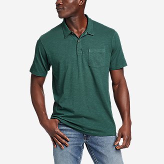 Men's Riverwash Short-Sleeve Slub Polo Shirt in Green