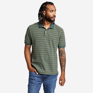 Men's Field Pro Short-Sleeve Polo Shirt - Stripe in Green