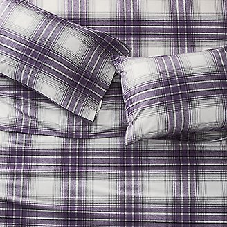 Portuguese Flannel Sheet Set - Plaids & Heathers in Purple