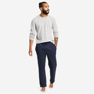 Men's XL Eddie Bauer Heavy Flannel Sleep Lounge Pants Pajama Blue/Cream $60 MSRP 