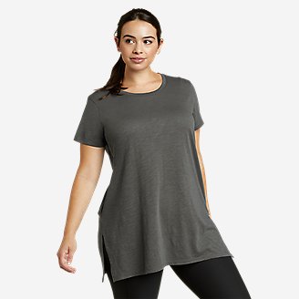 Women's Gate Check Short-Sleeve Tunic in Gray