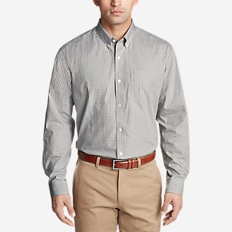 Men's Wrinkle-Free Pinpoint Oxford Relaxed Fit Long-Sleeve Shirt - Seasonal Pattern in Gray