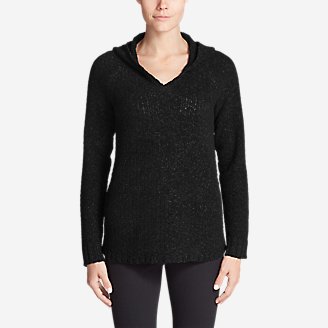 black knit hoodie women's