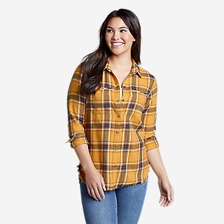 Women's Fremont Flannel Frayed Hem Shirt in Yellow