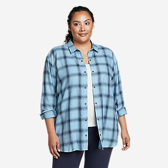 Women's Fremont Flannel Snap-Front Tunic in Blue